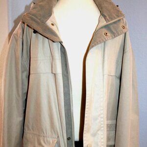Vtg Mens Rain Jacket Windbreaker Field Coat Hooded  Lined Sz L